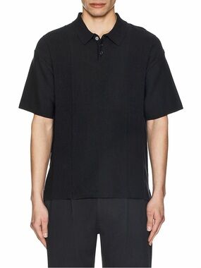 WAO Short Sleeve Knit Polo in Black L